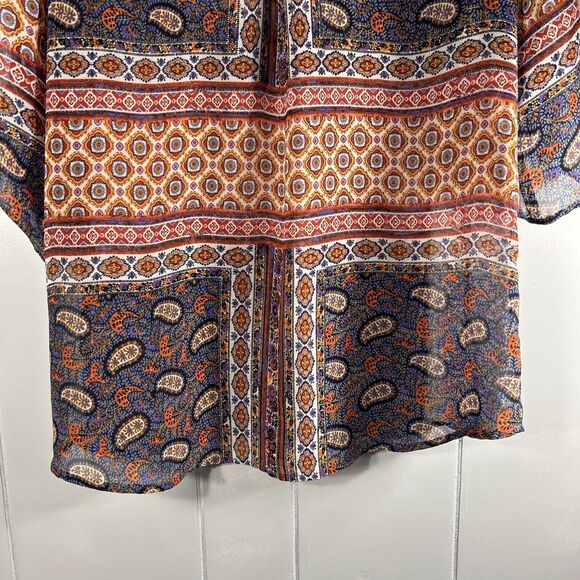 Fig and Flower Size Medium Anthropologie Boho Top Mixed Print Cottage Peasant - Picture 13 of 13